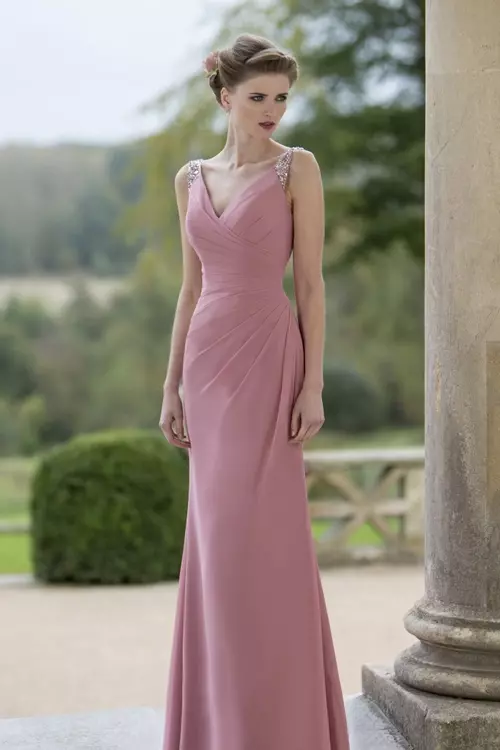 M631 Flattering Sheer Back Bridesmaids Dress True Bridesmaids